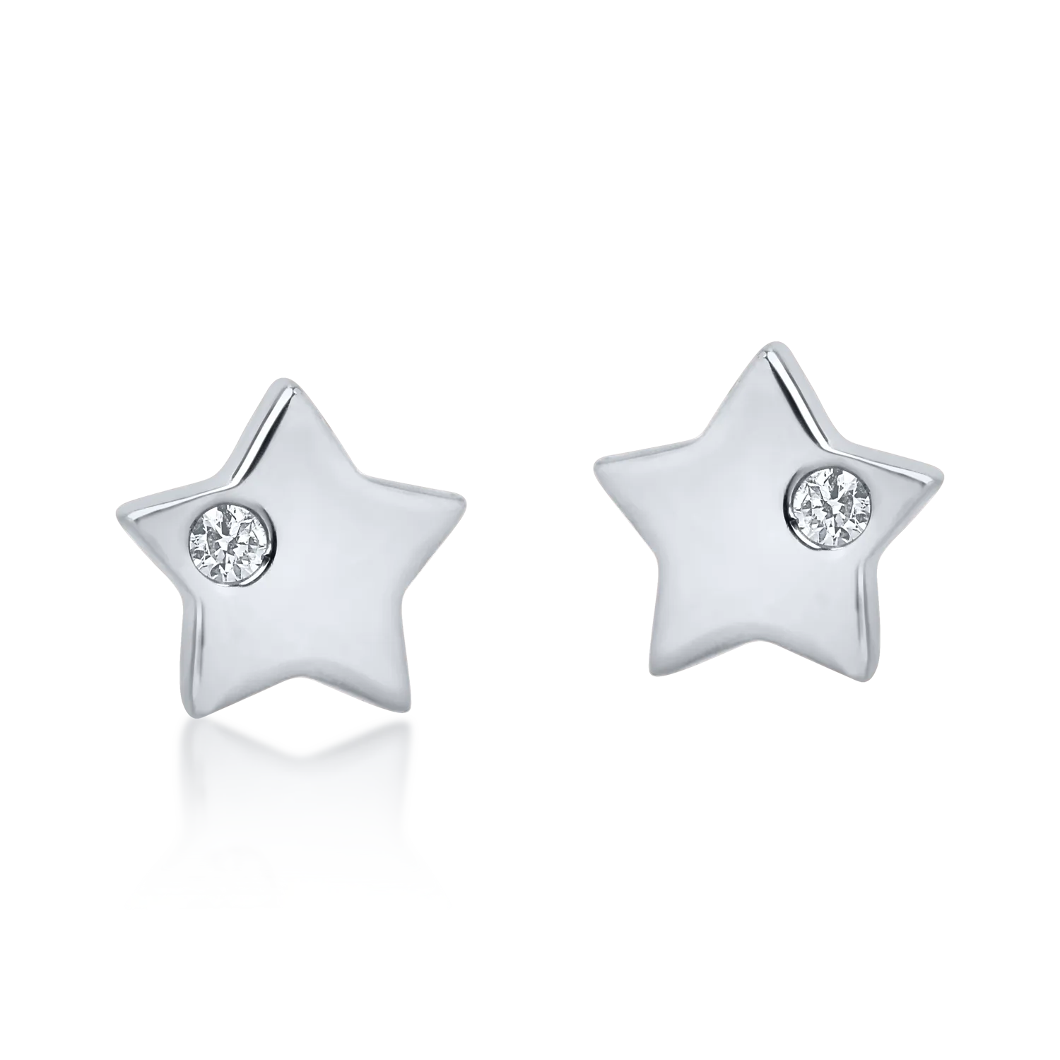 White gold star earrings with 0.01ct diamonds