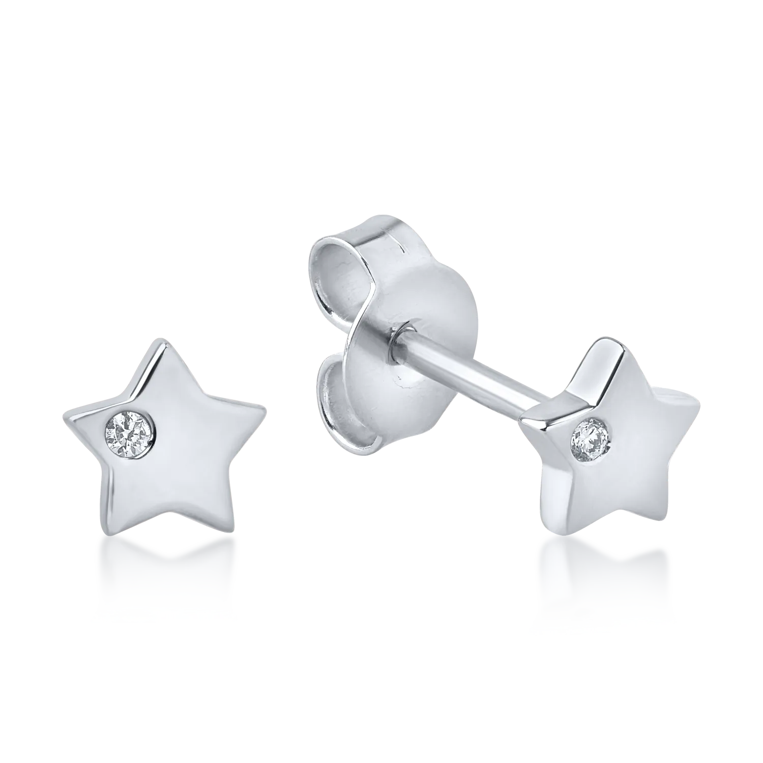 White gold star earrings with 0.01ct diamonds