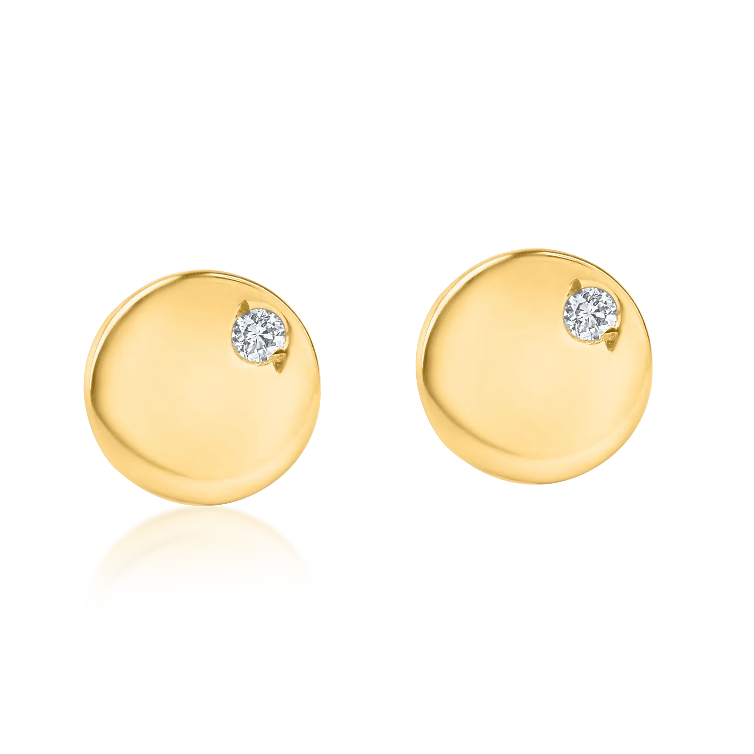 Yellow gold round earrings with 0.01ct diamonds