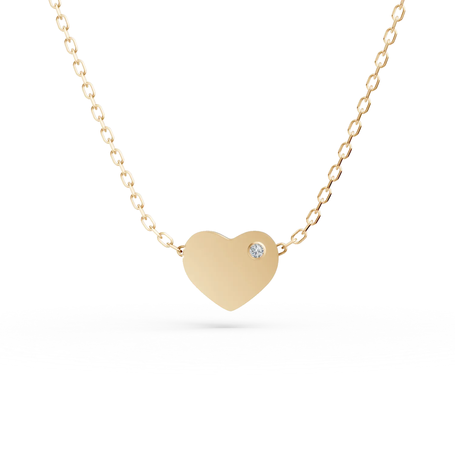 Yellow gold heart pendant necklace with 0.005ct diamond-181431