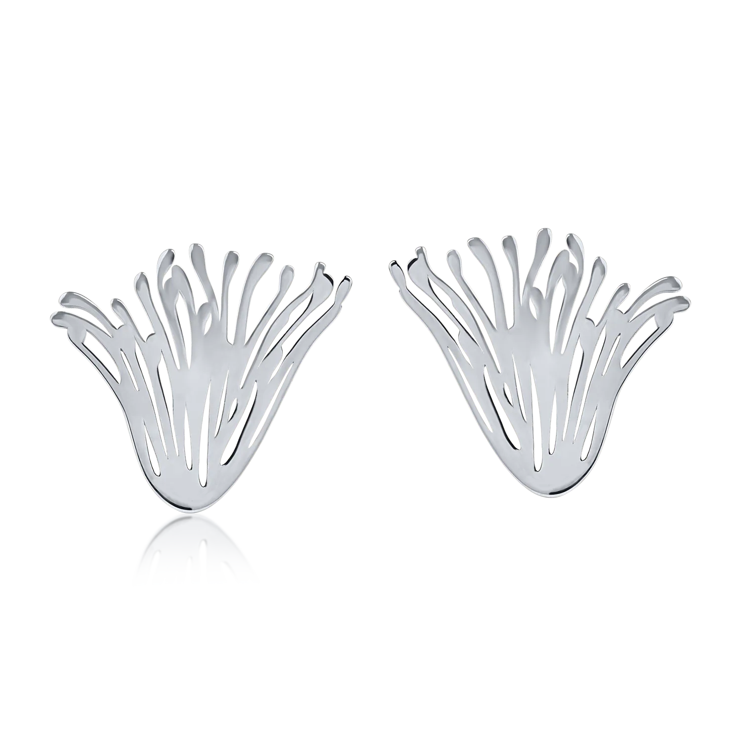 Cercei floare din aur alb-181438