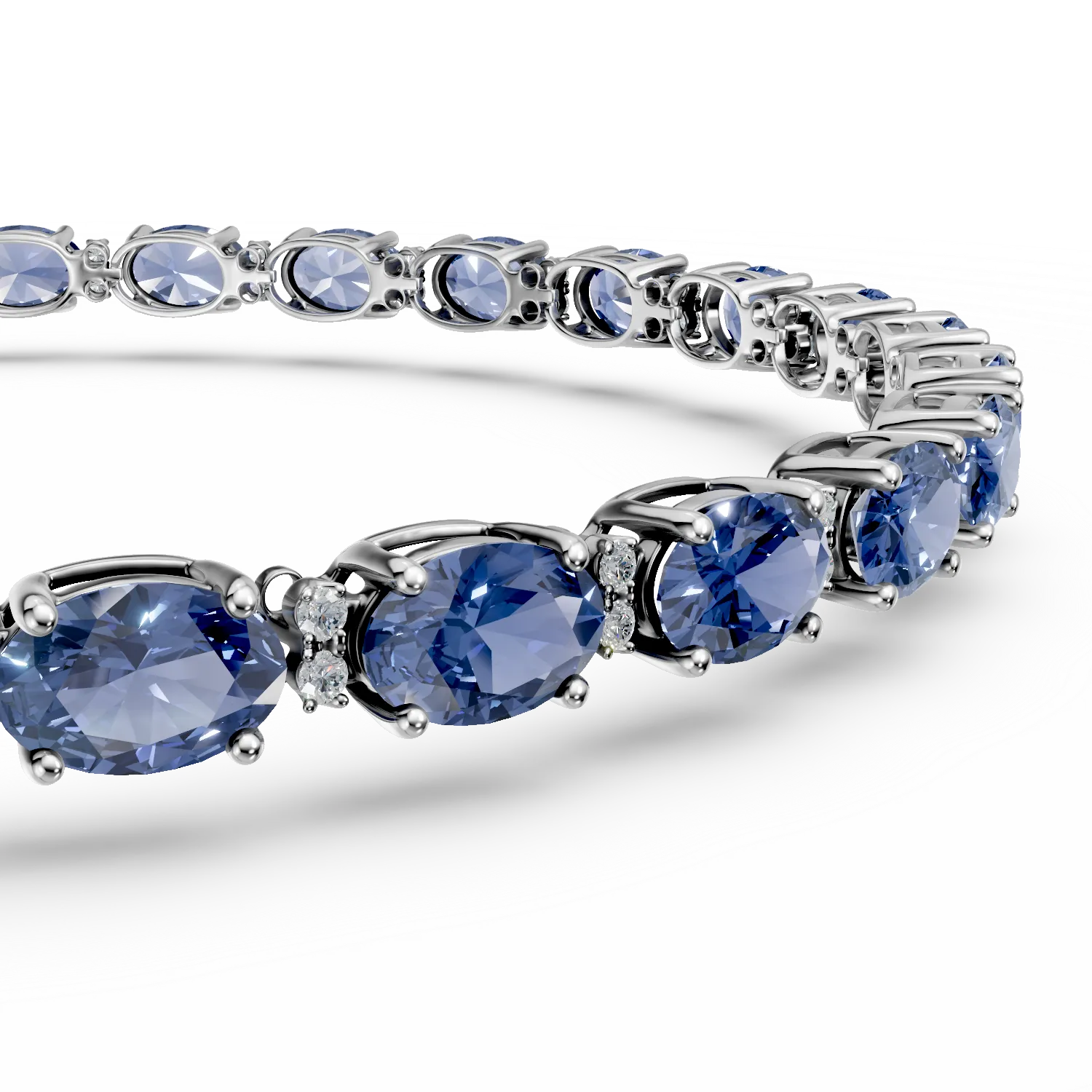White gold tennis bracelet with 8ct sapphires and 0.2ct diamonds