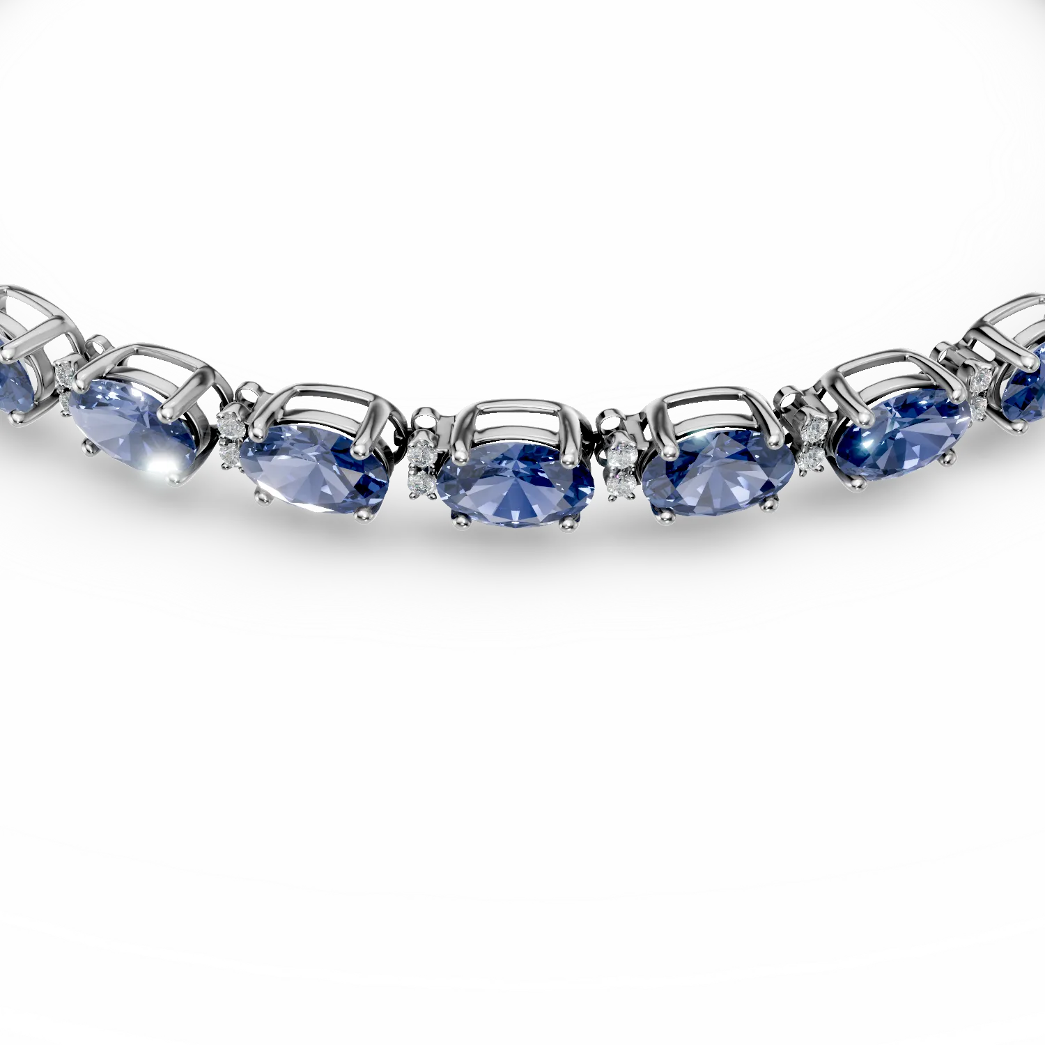 White gold tennis bracelet with 8ct sapphires and 0.2ct diamonds