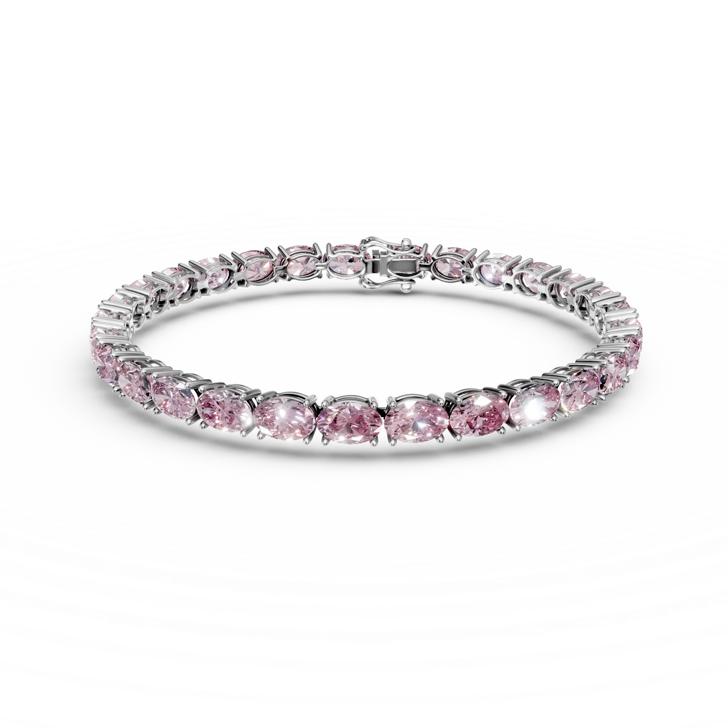 White gold tennis bracelet with 7ct pink sapphires-181451