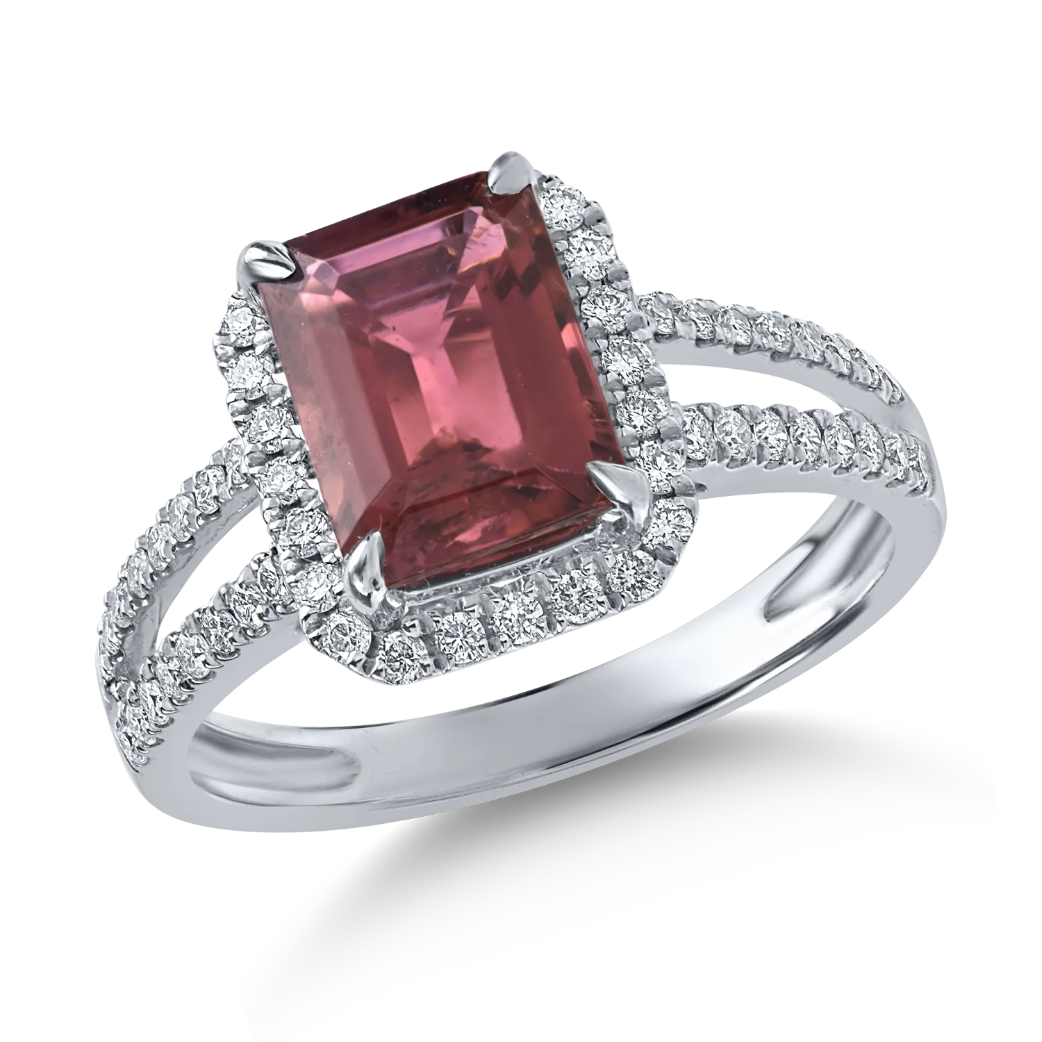 Platinum ring with 2.08ct rubellite and 0.4ct diamonds