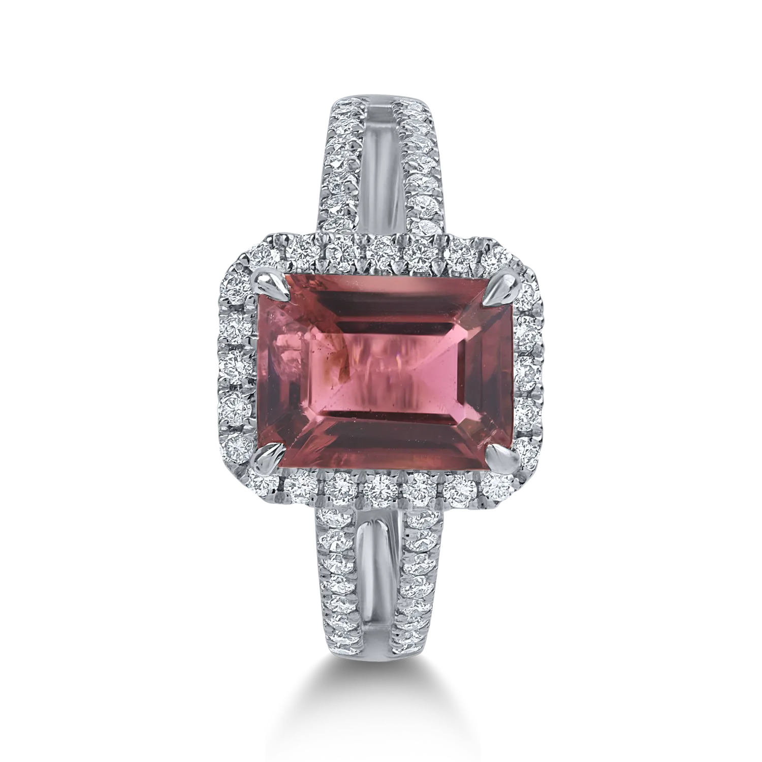 Platinum ring with 2.08ct rubellite and 0.4ct diamonds