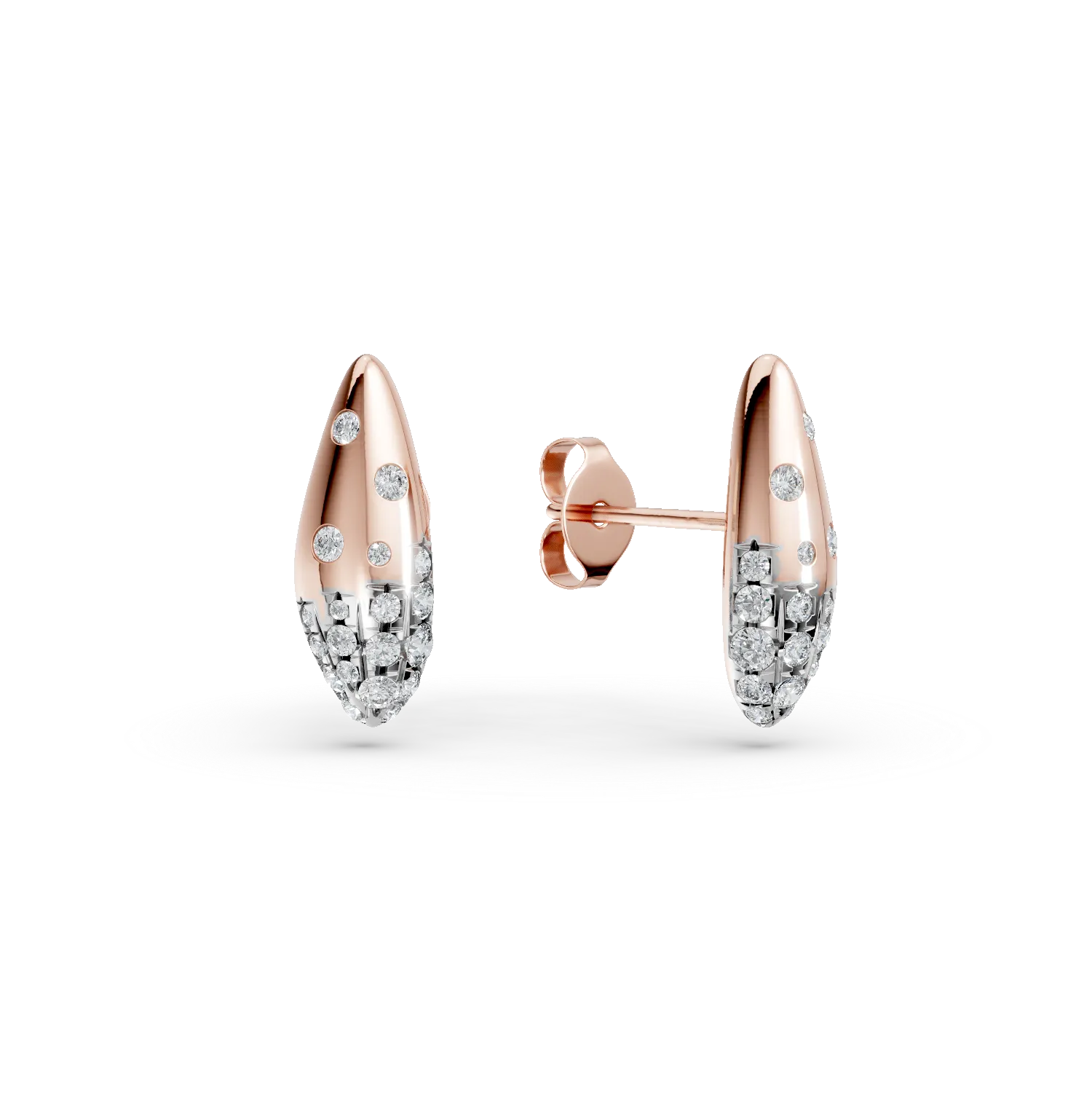 Teilor Cercei minimalisti din aur roz cu diamante de 0.5ct