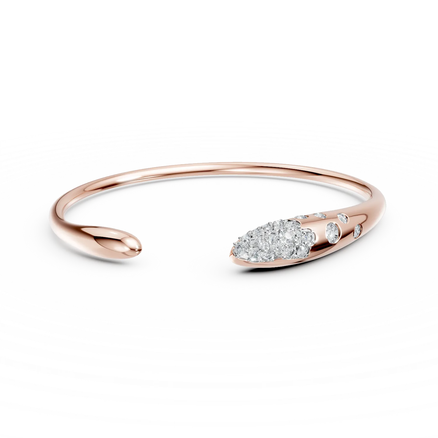 Rose gold minimalist open bangle with 0.5ct diamonds