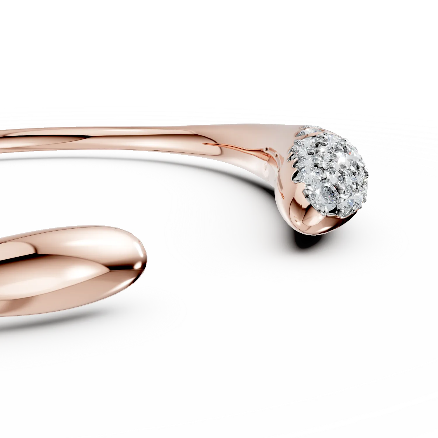 Rose gold minimalist open bangle with 0.5ct diamonds