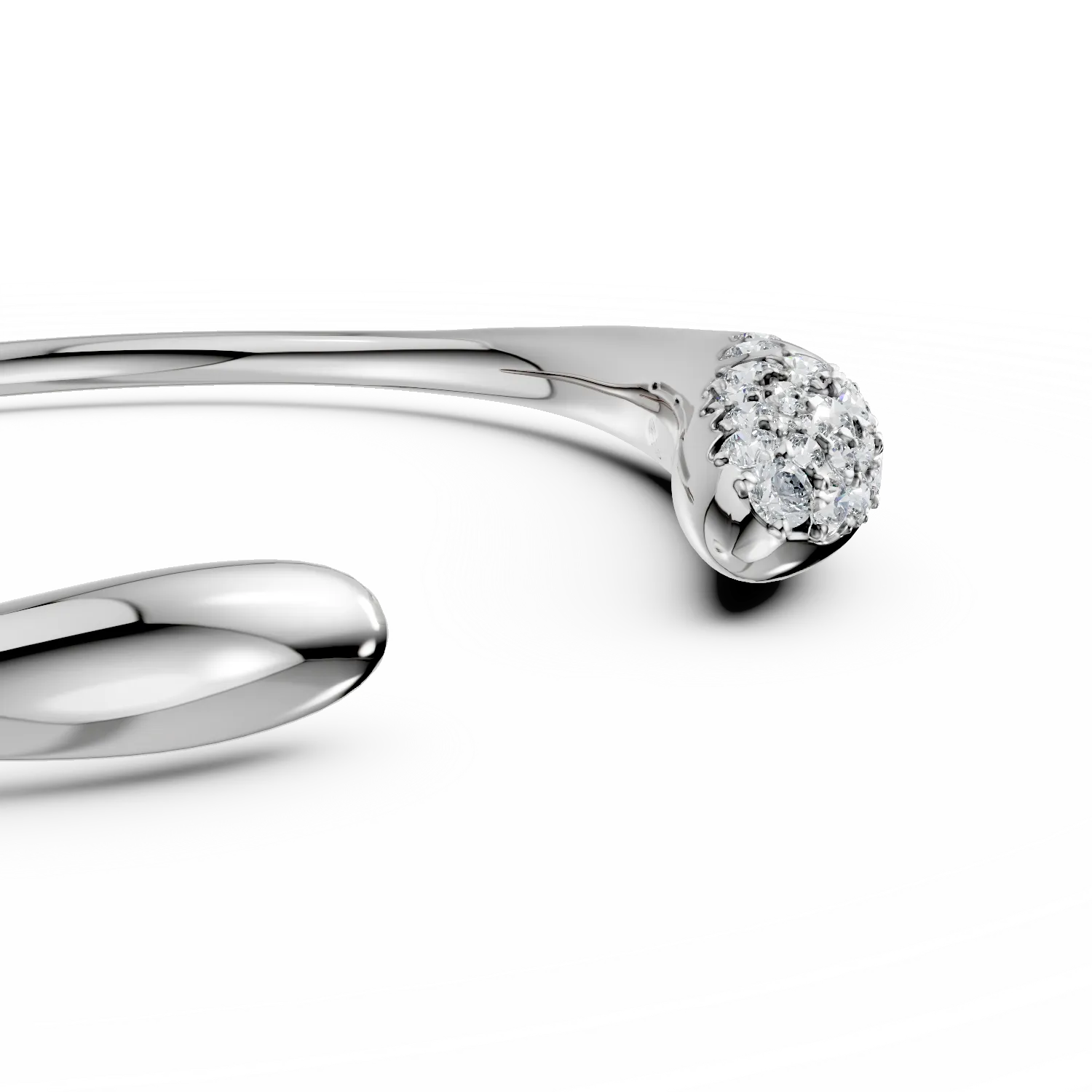 Bratara deschisa minimalista din aur alb cu diamante de 0.5ct - 1 | YEO