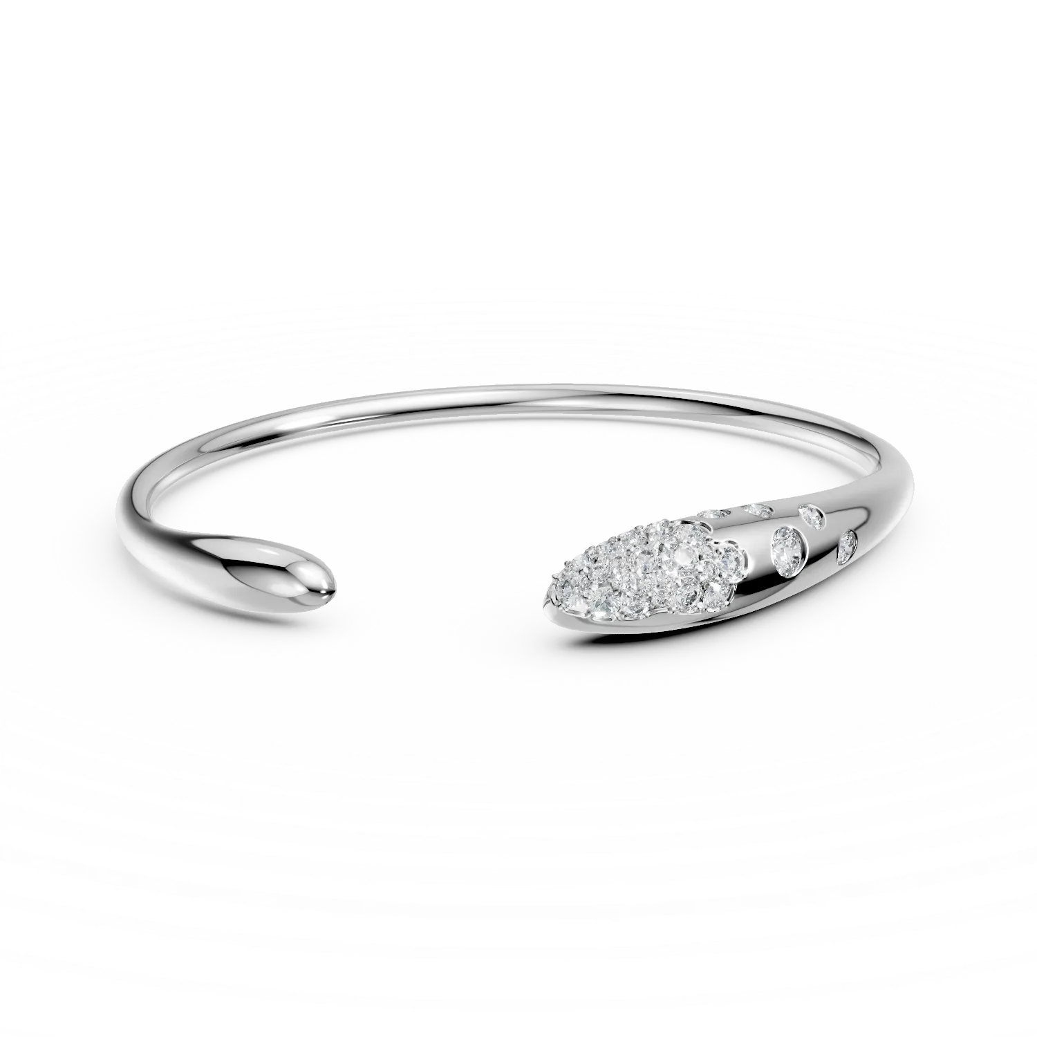 Bratara deschisa minimalista din aur alb cu diamante de 0.5ct-181706