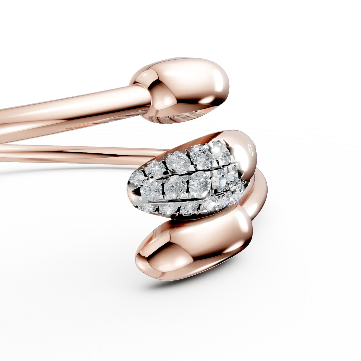 Rose gold open bangle with 0.3ct diamonds