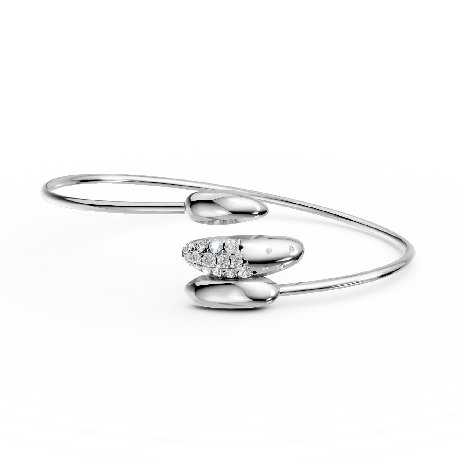 Teilor Bratara deschisa din aur alb cu diamante de 0.3ct