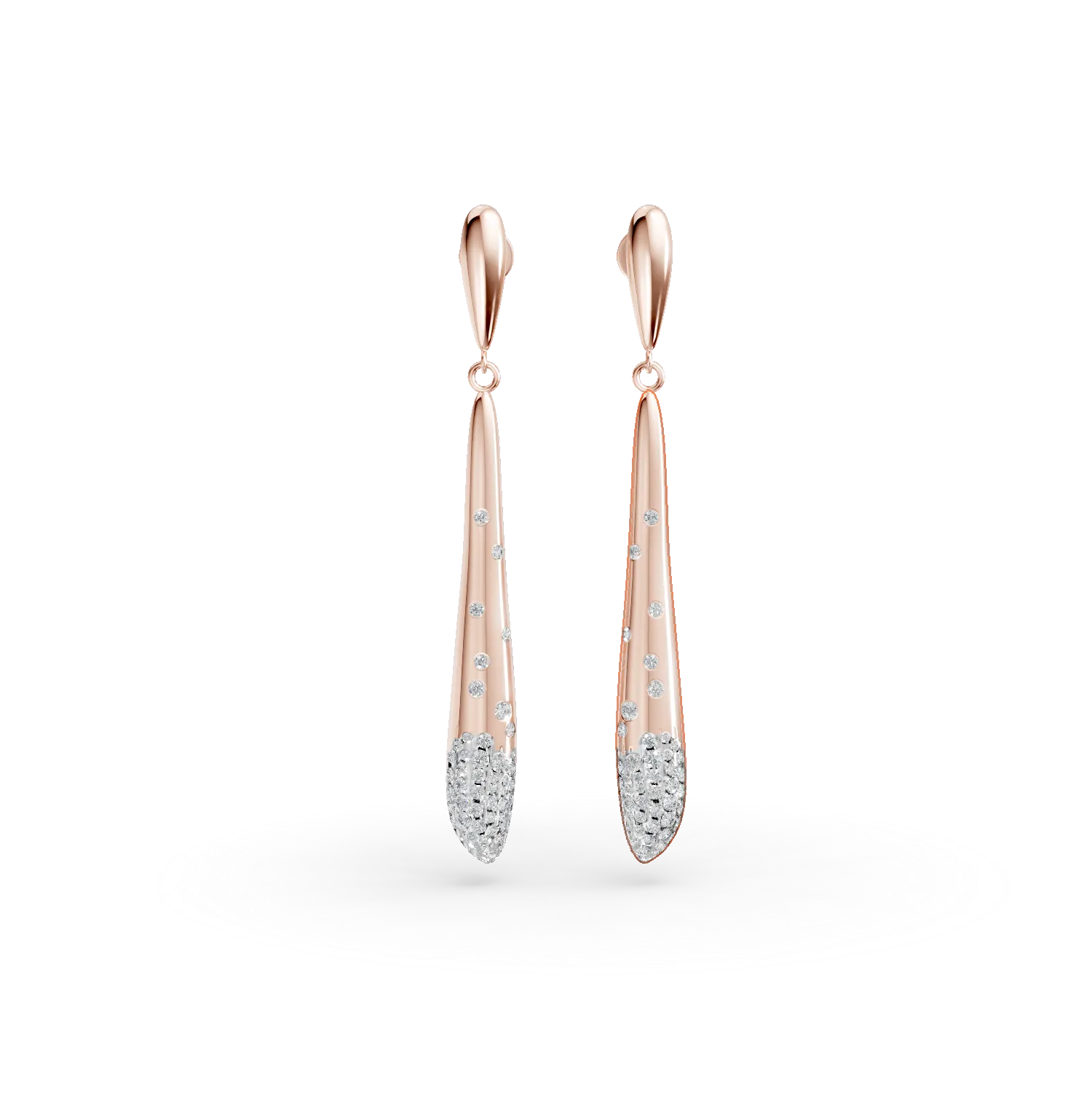 Rose gold long earrings with 0.5ct diamonds