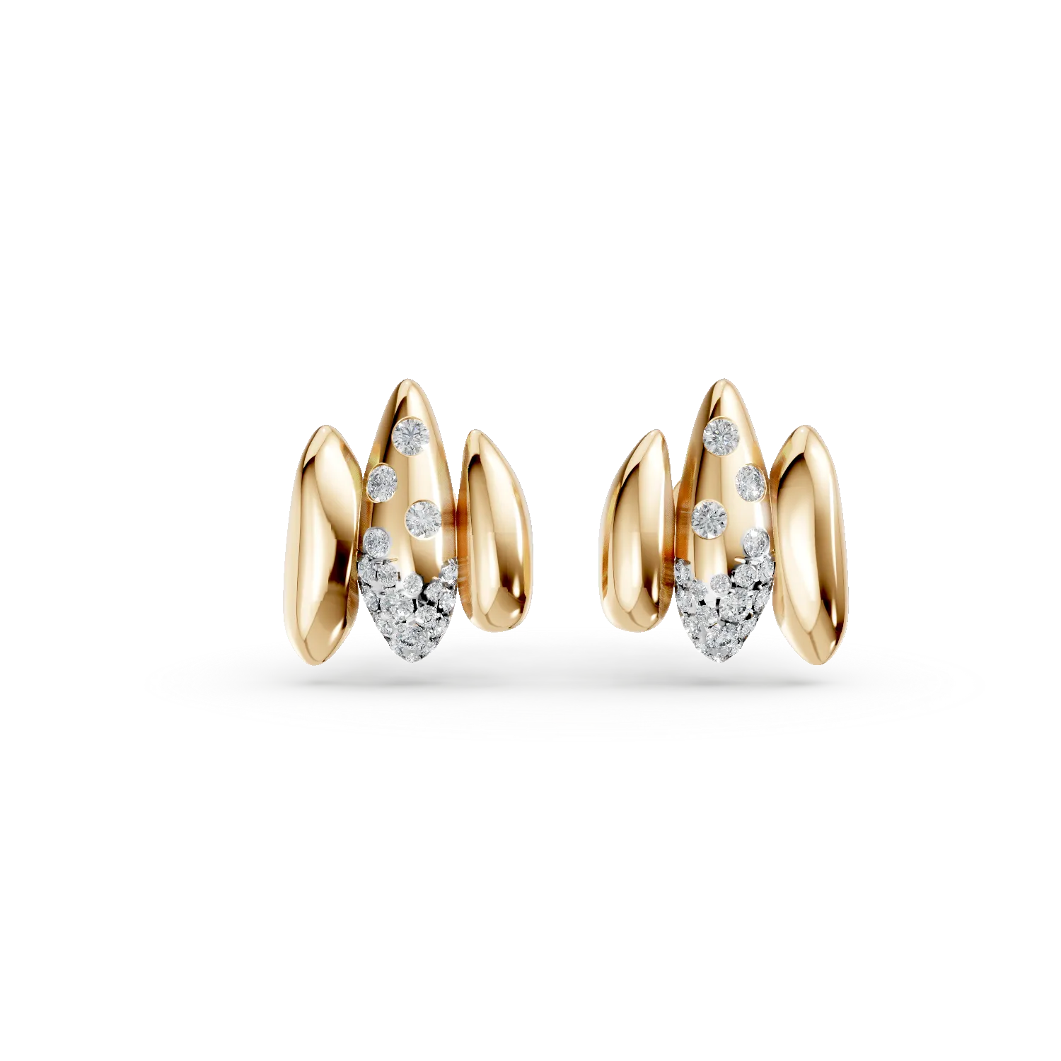 Kolczyki z żółtego złota z diamentami o masie 0.5ct