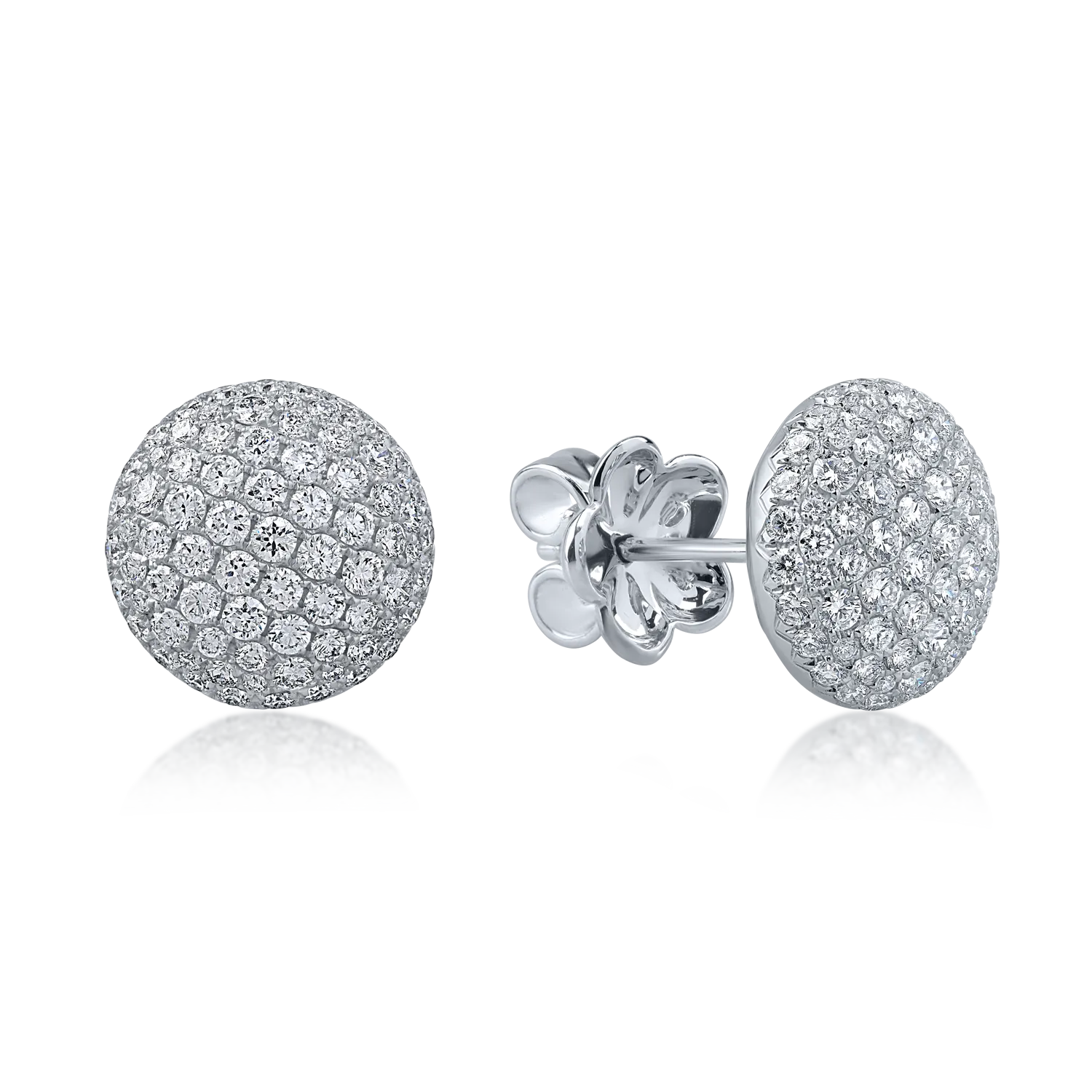 Cercei stud din aur alb cu diamante microsetting de 1.69ct