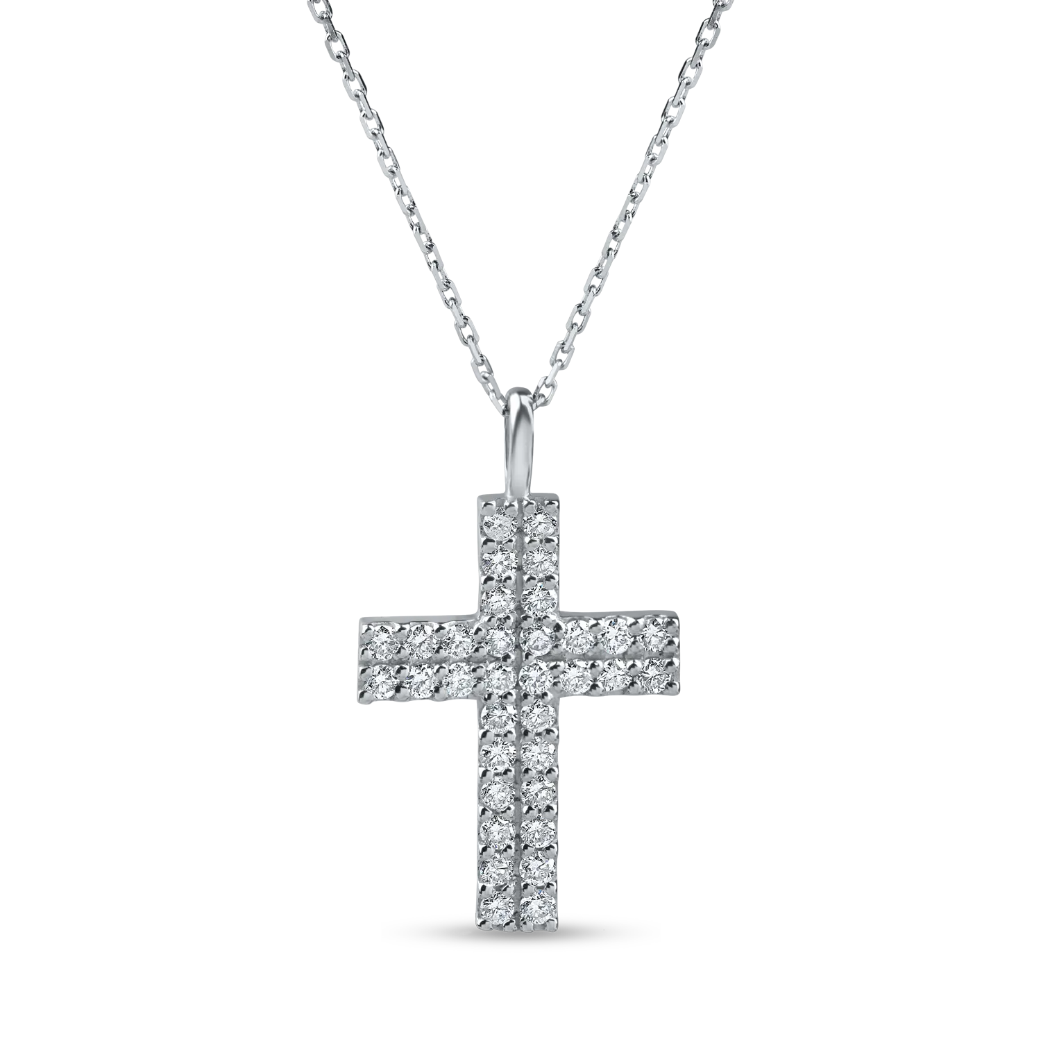 White gold cross pendant necklace with 0.4ct diamonds-181659