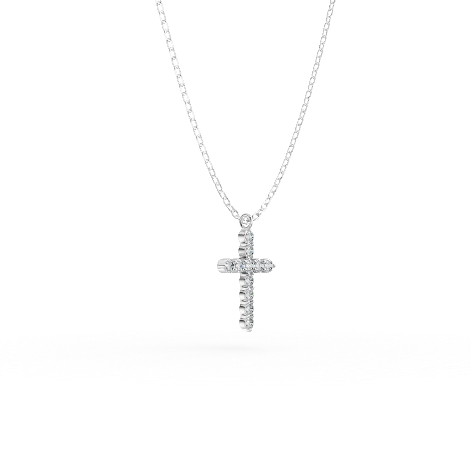 White gold cross pendant necklace with 0.2ct diamonds
