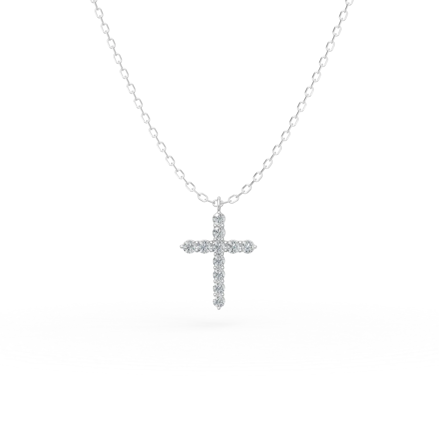 Naszyjnik w kształcie krzyża z białego złota z diamentami o masie 0.2ct-181660