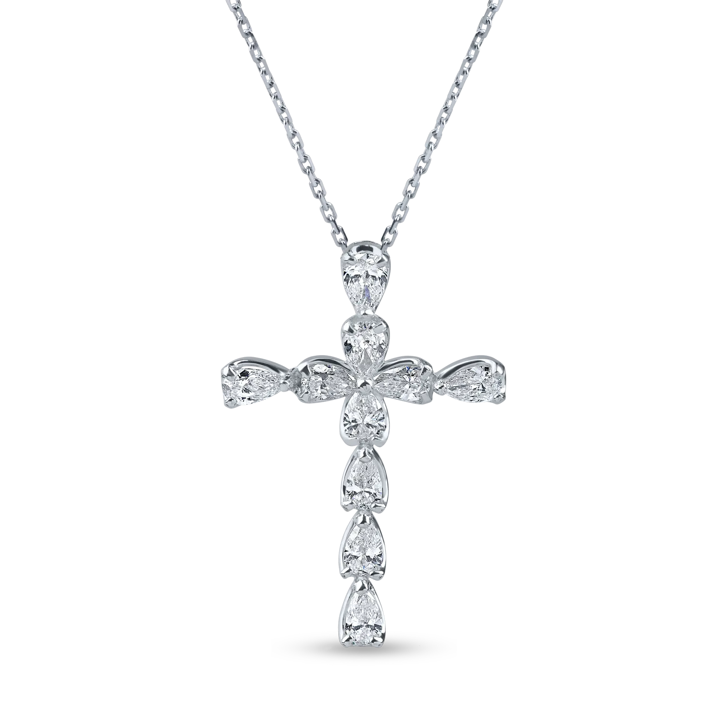 Lant cu pandantiv cruce din aur alb cu diamante de 0.7ct-181667