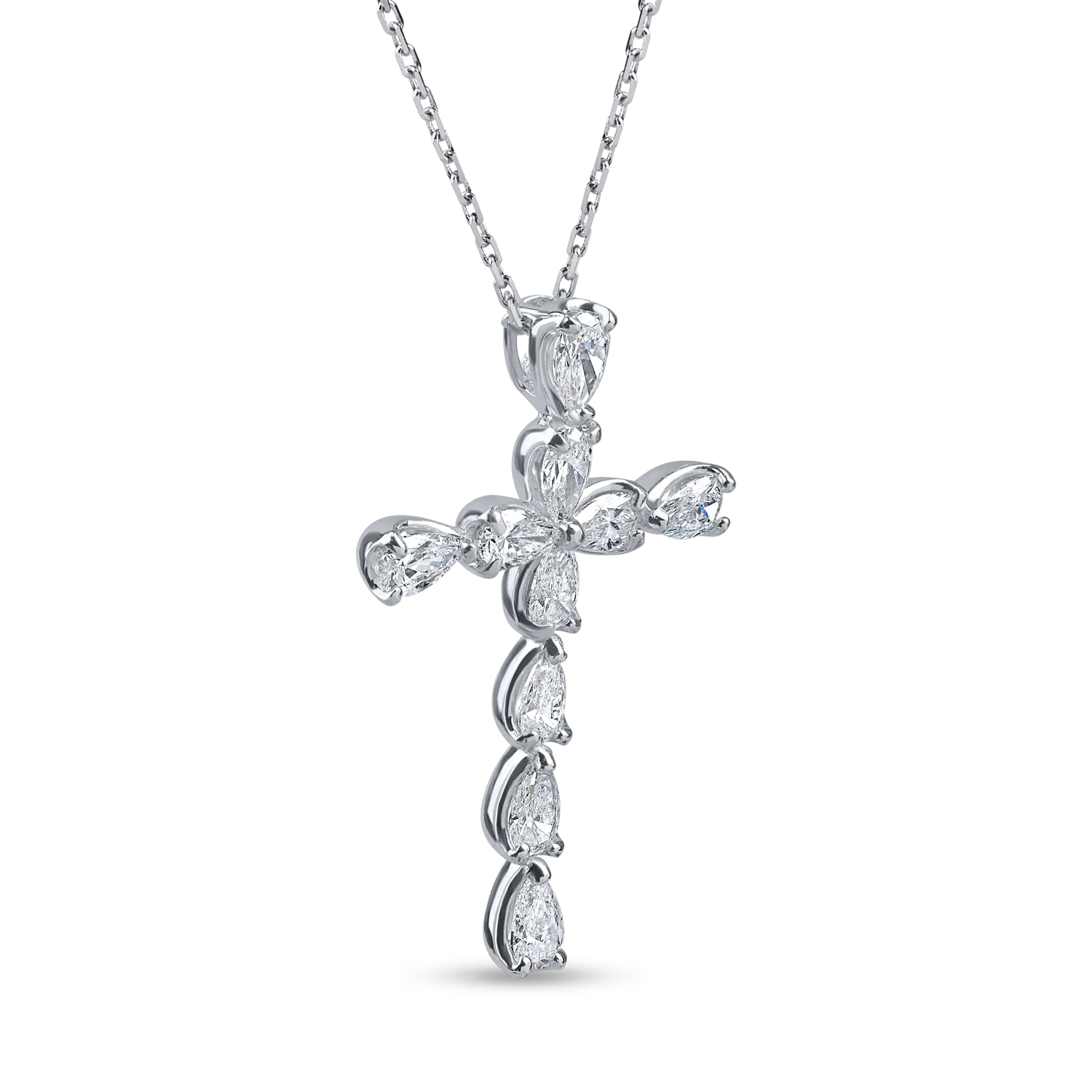 Lant cu pandantiv cruce din aur alb cu diamante de 0.7ct