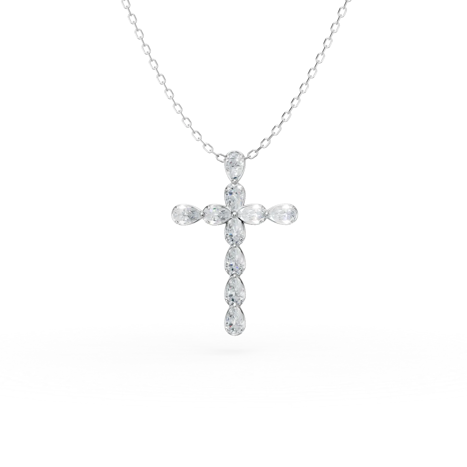 Teilor Lant cu pandantiv cruce din aur alb cu diamante de 0.7ct