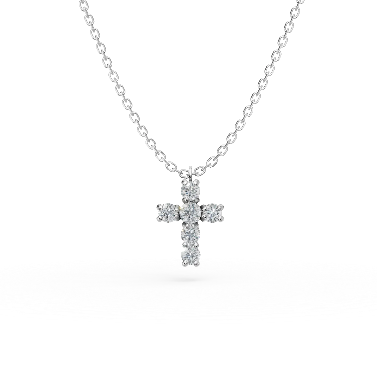 Teilor Lant cu pandantiv cruce din aur alb cu diamante de 0.2ct