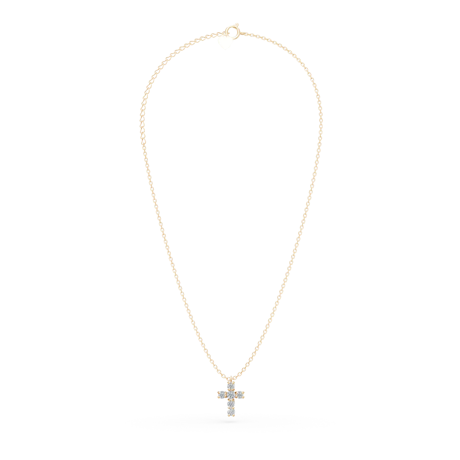 Lant cu pandantiv cruce din aur galben cu diamante de 0.2ct