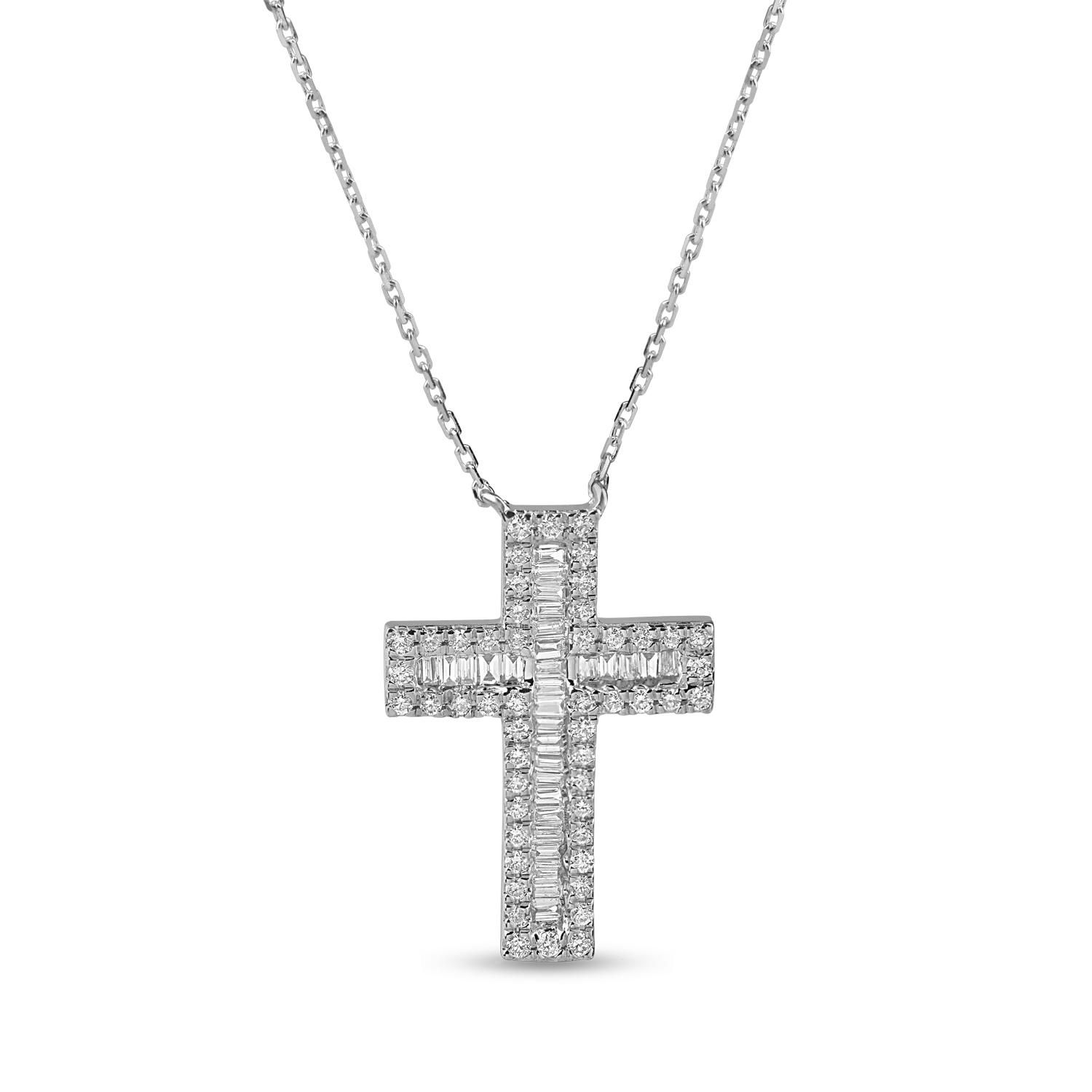 White gold cross pendant necklace with 0.4ct diamonds-181673