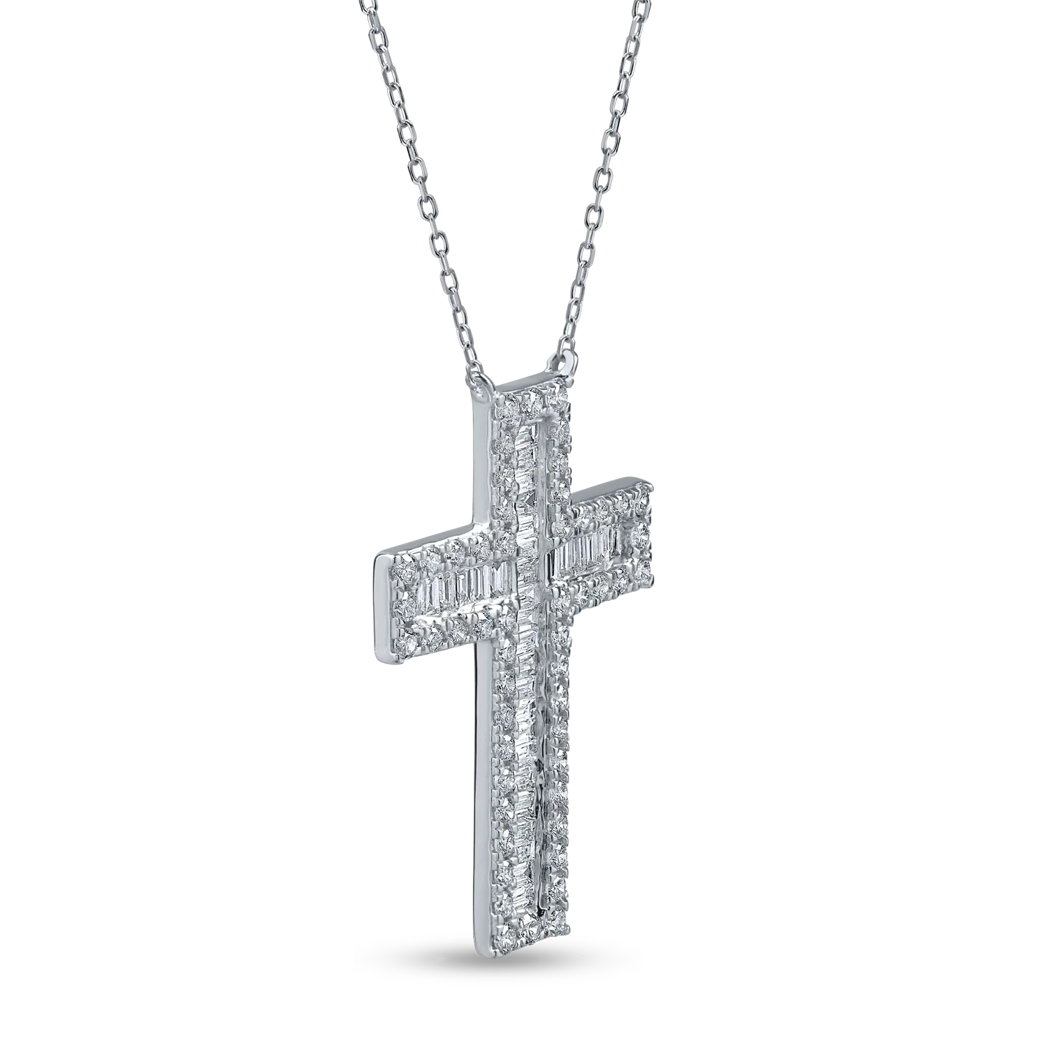 White gold cross pendant necklace with 0.7ct diamonds