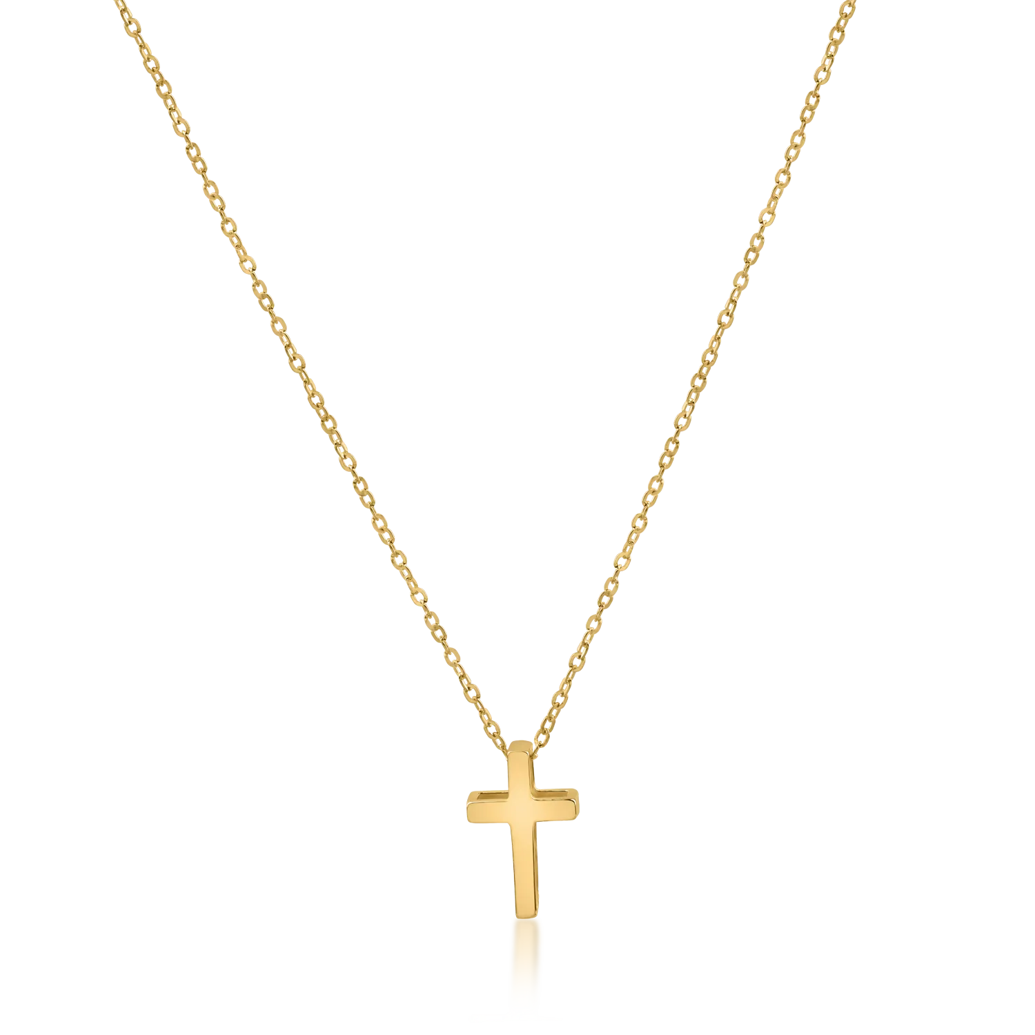 Yellow gold cross pendant necklace