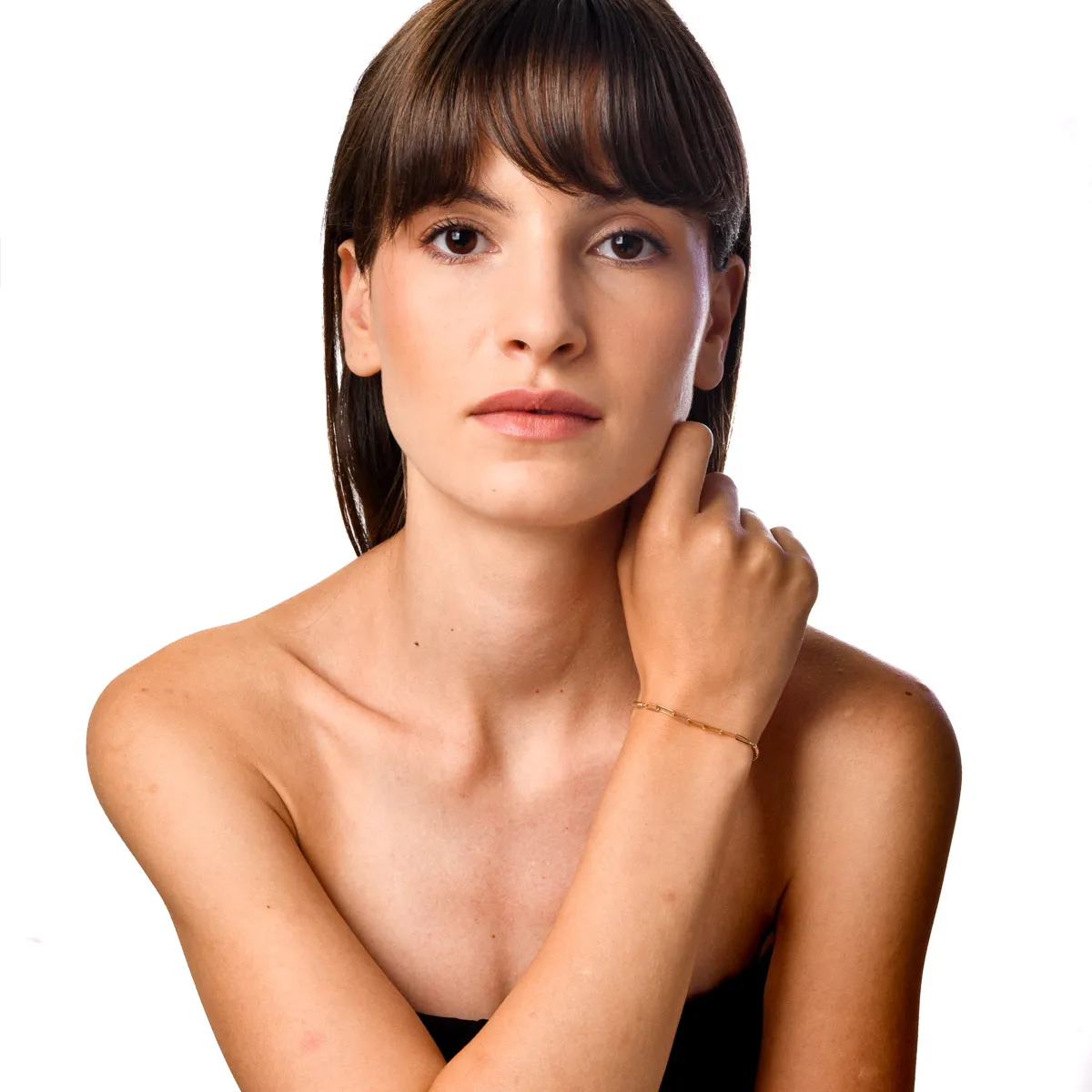 Yellow gold link chain bracelet