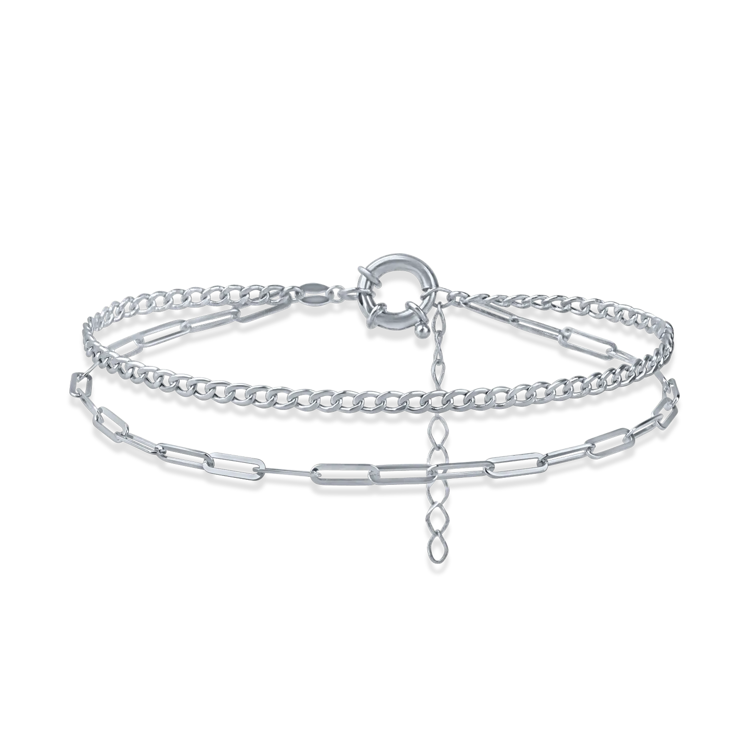 White gold link chain double bracelet