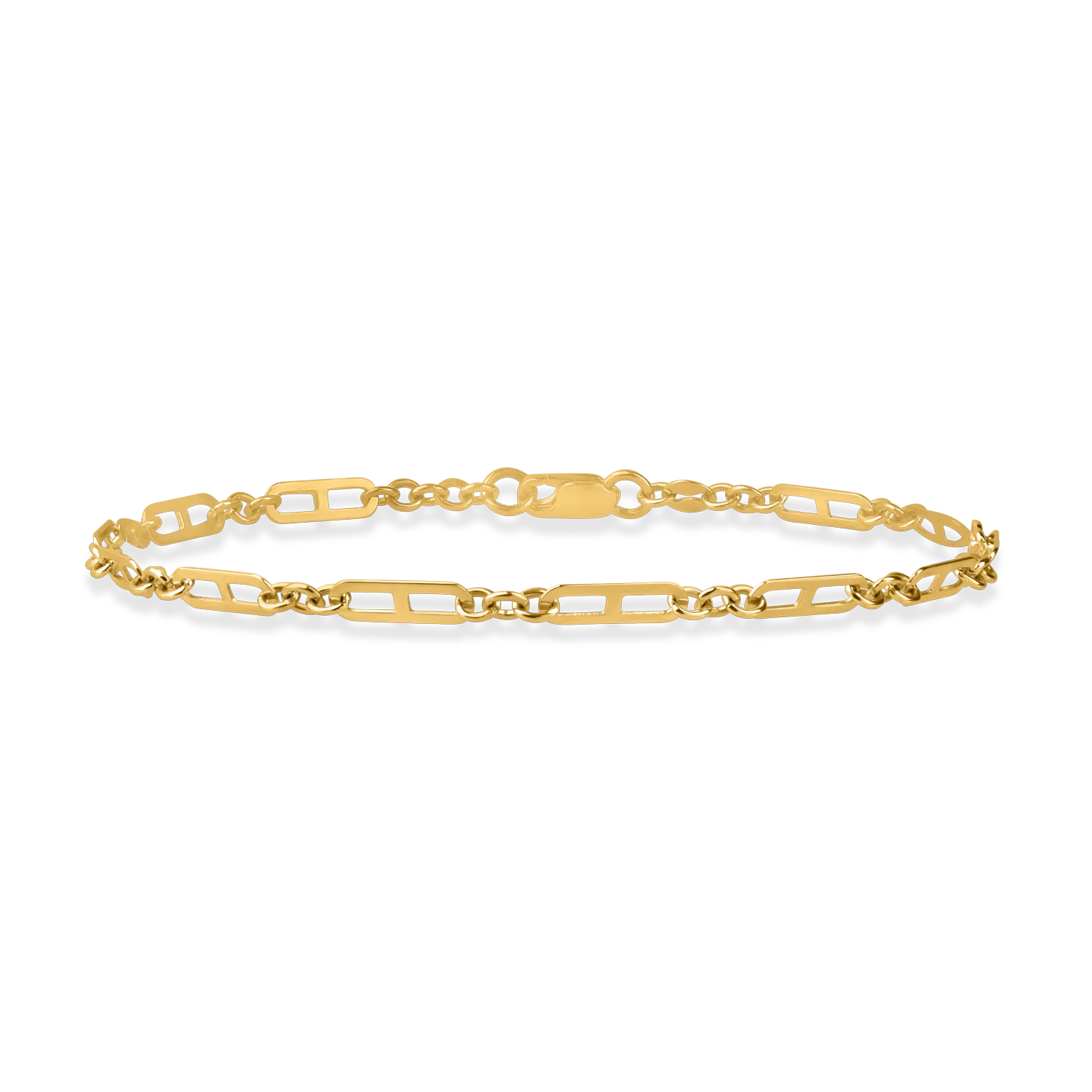 Yellow gold link chain men's bracelet