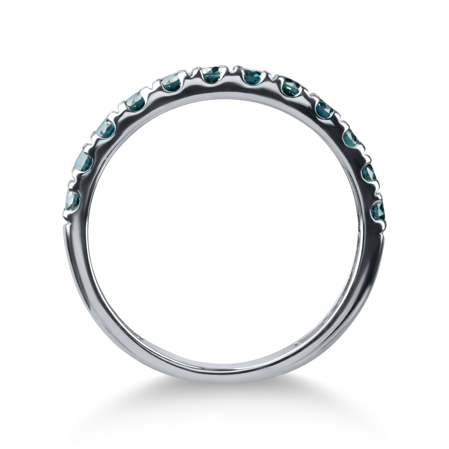 Half-eternity ring in white gold with 0.4ct blue diamonds