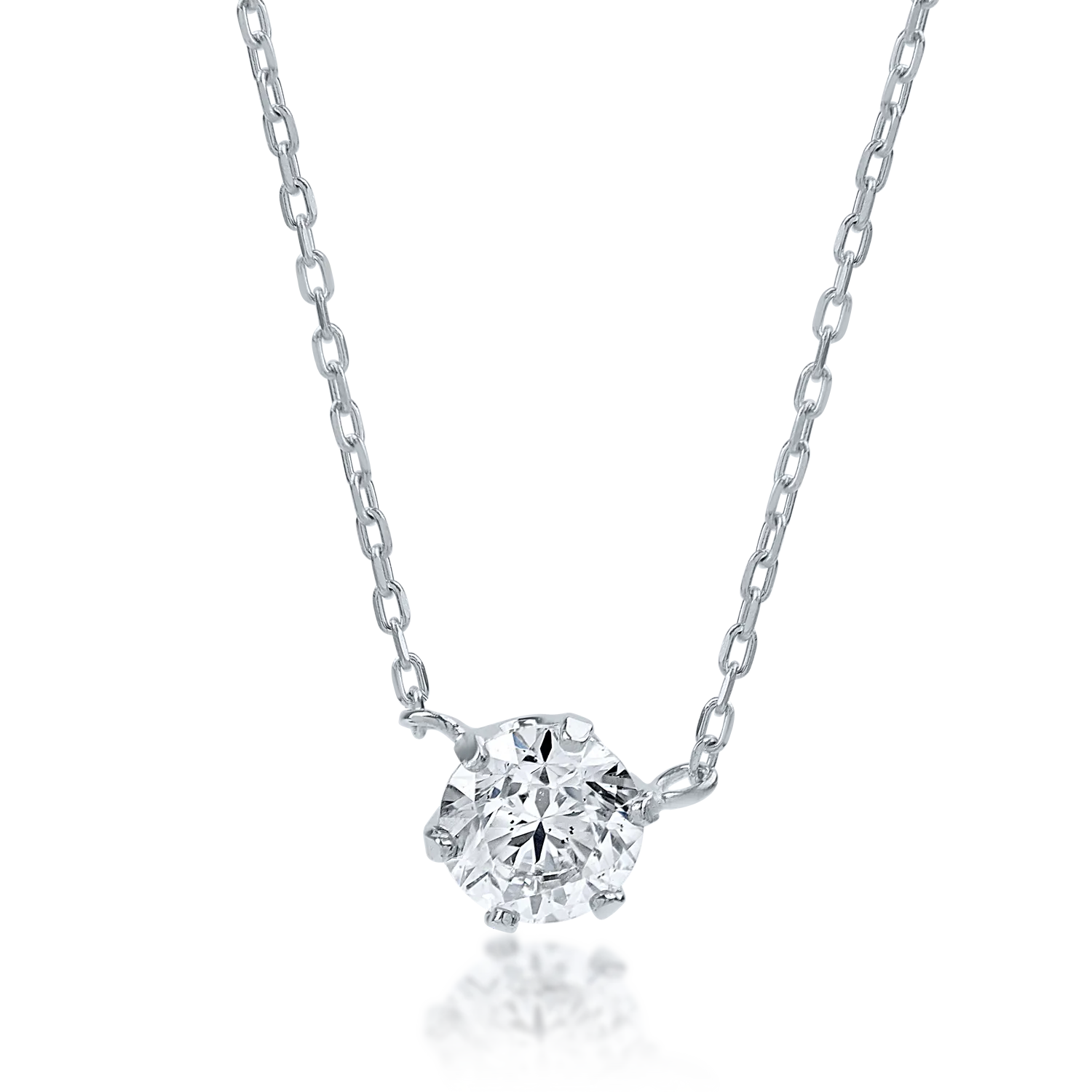 Lant din aur alb cu pandantiv cu un diamant de 0.31ct-181877