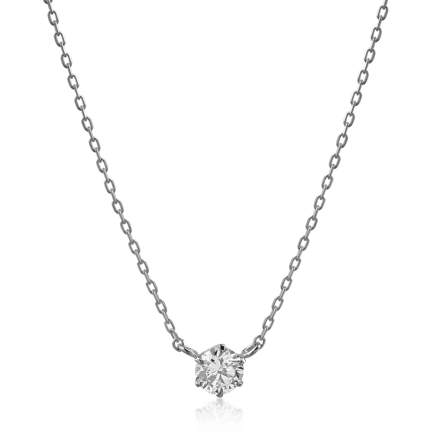 Lant din aur alb cu pandantiv cu un diamant de 0.16ct-181878