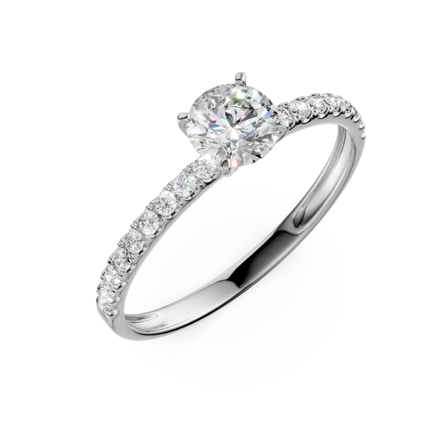 White gold engagement ring with zirconia