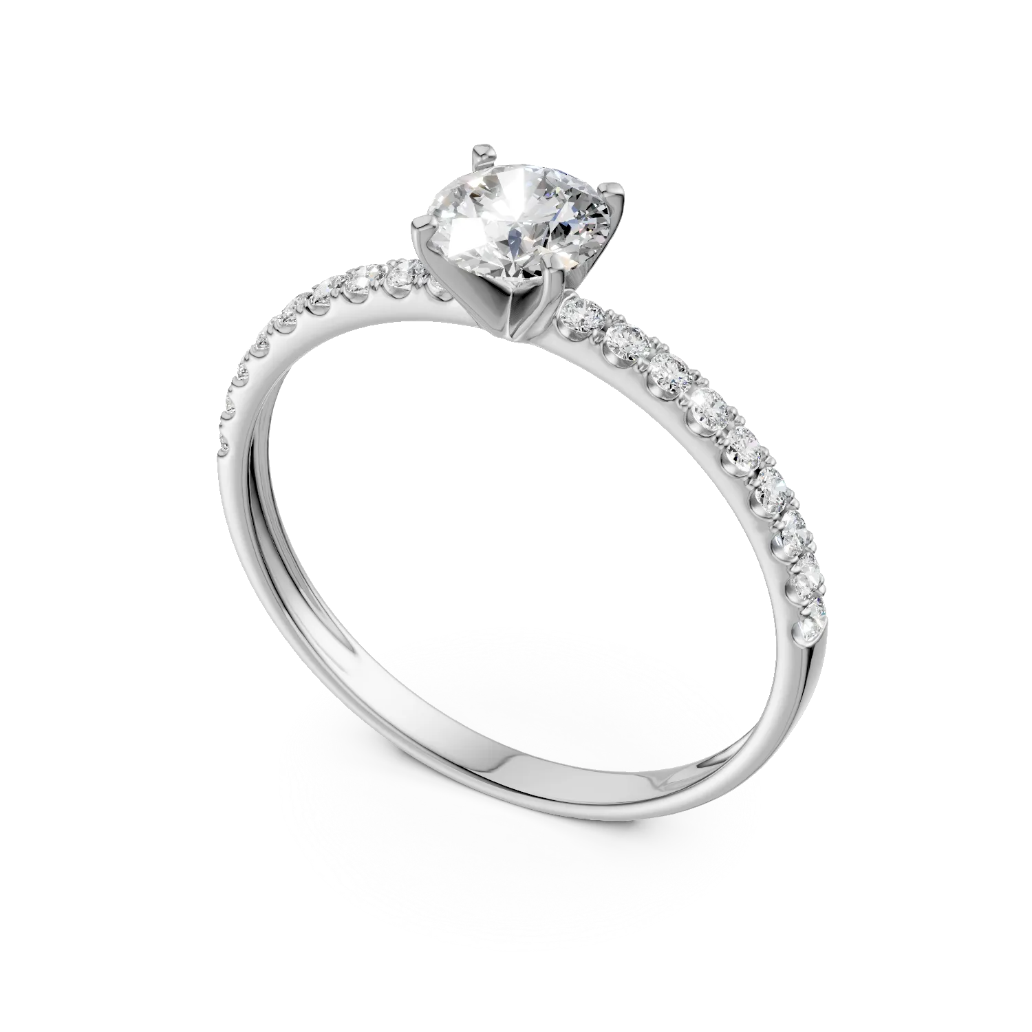 White gold engagement ring with zirconia