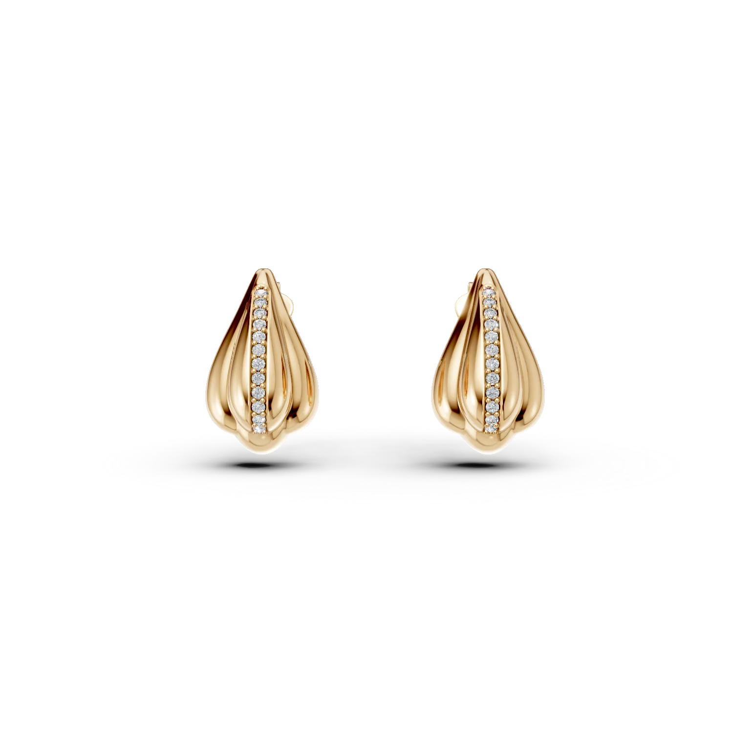 Yellow gold geometric earrings with zirconia