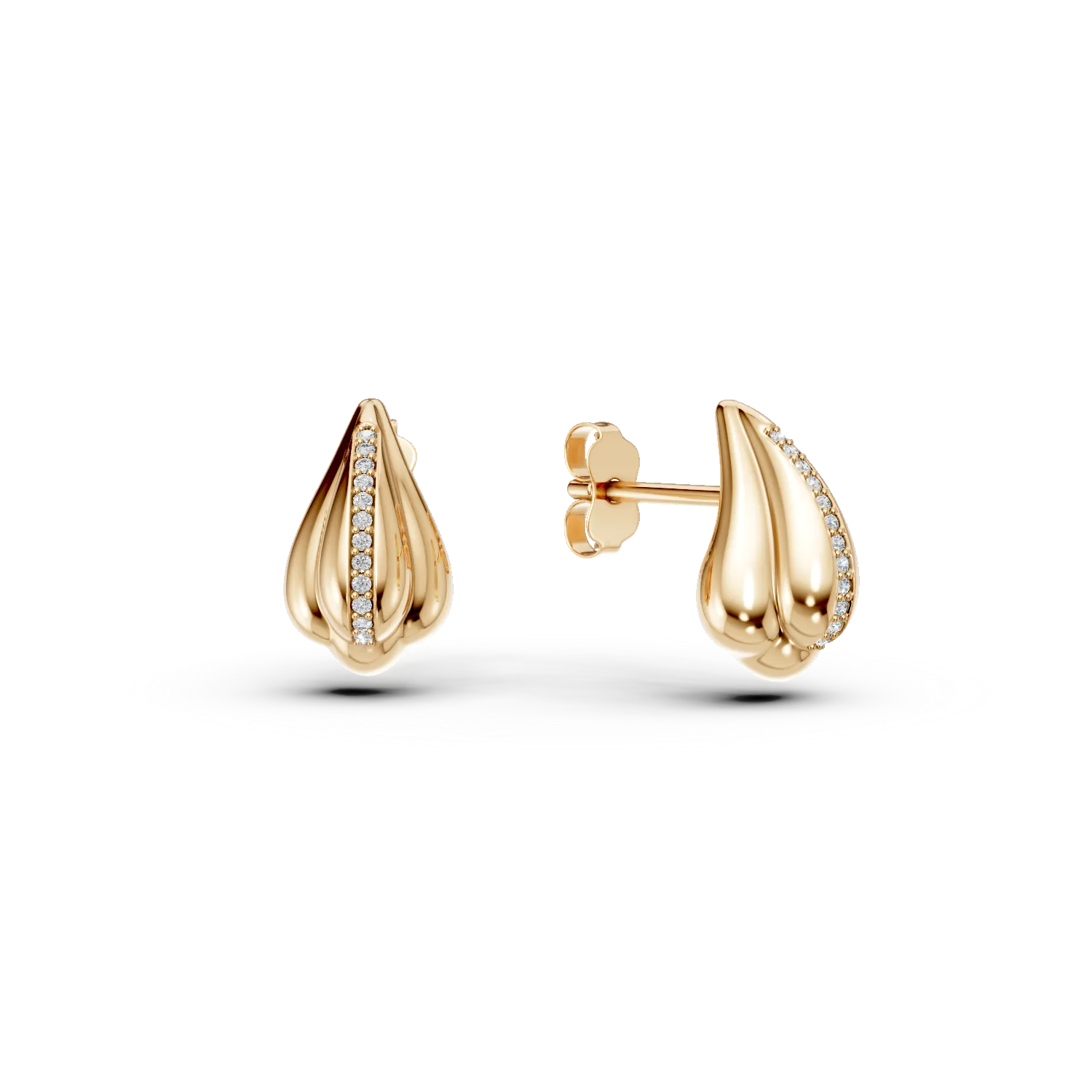 Yellow gold geometric earrings with zirconia