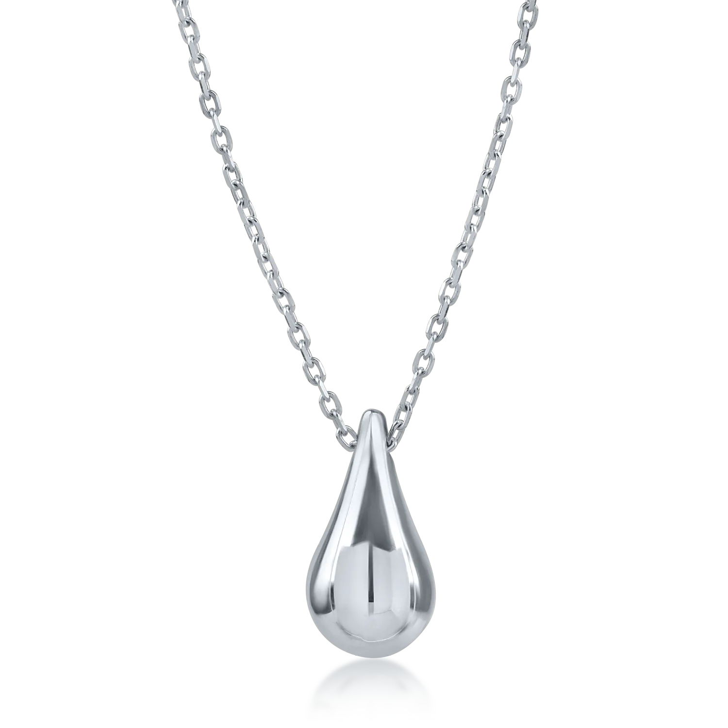 White gold tear drop pendant necklace