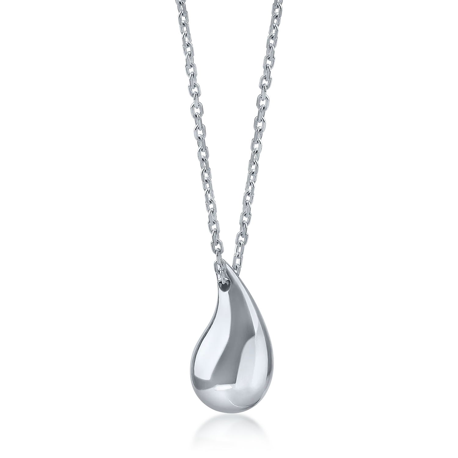 White gold tear drop pendant necklace