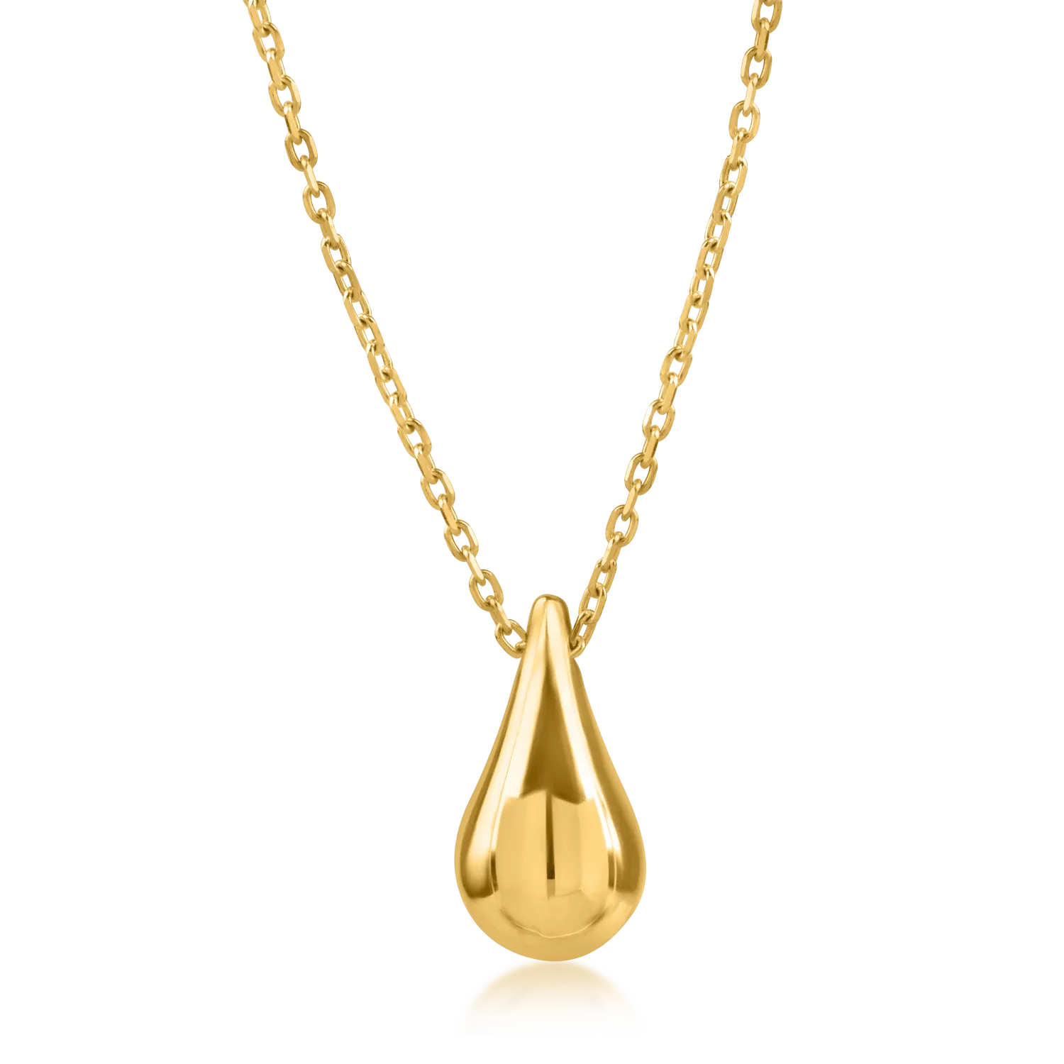 Yellow gold teardrop pendant chain