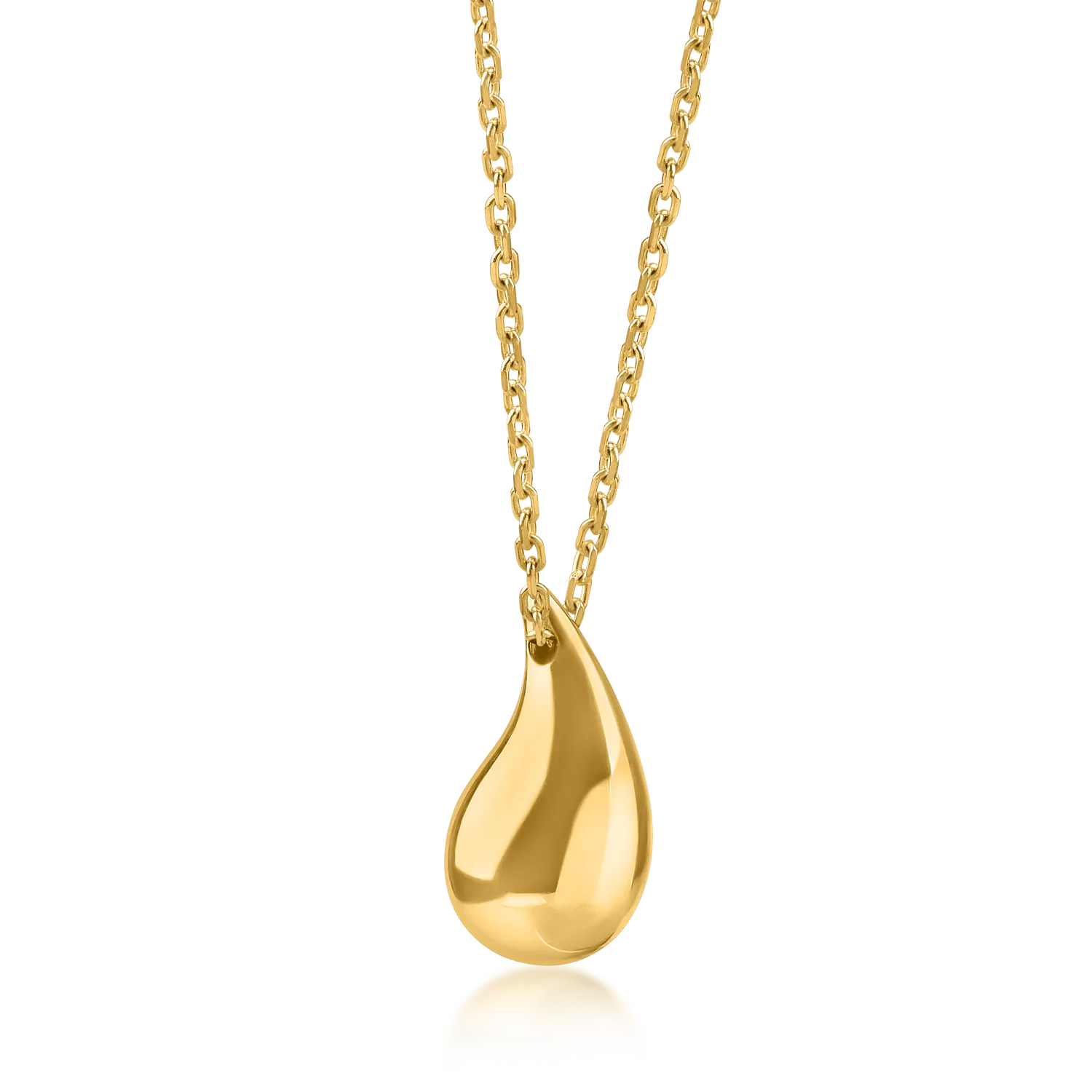 Yellow gold teardrop pendant chain