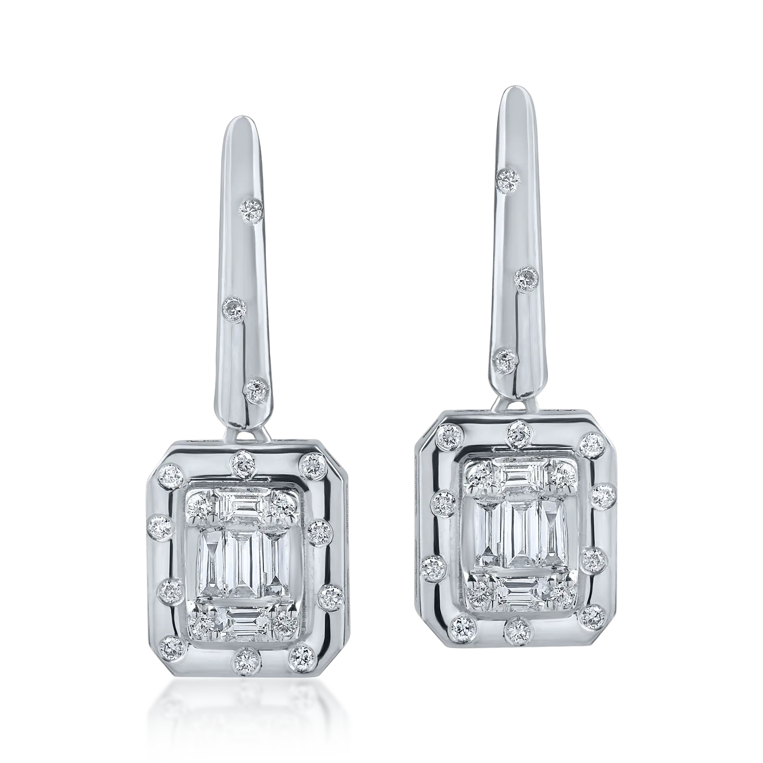Geometryczne kolczyki z białego złota z diamentami o masie 0.3ct-182011