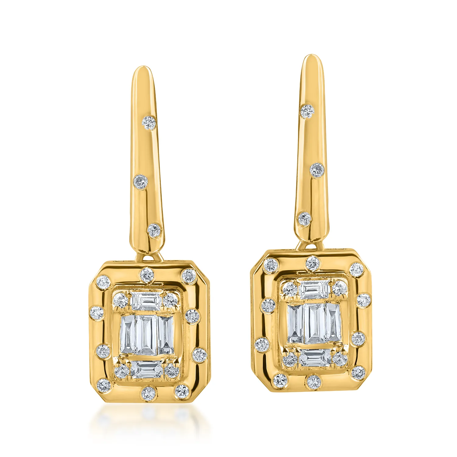 Geometryczne kolczyki z żółtego złota z diamentami o masie 0.3ct-182012