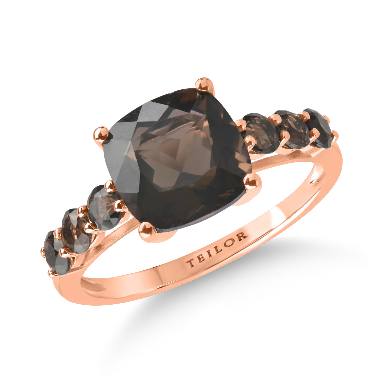 Inel din aur roz cu cuart fumuriu de 3.45ct
