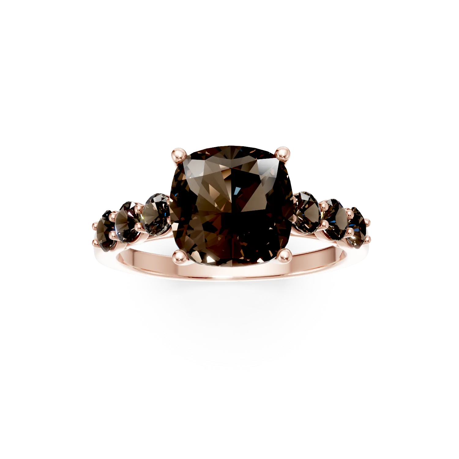 Pierścionek z różowego złota z kwarcem dymnym o masie 3.47ct