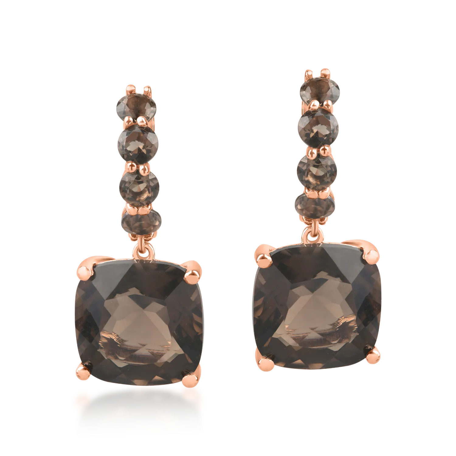 Rose gold earrings with 8.75ct smoky quartz